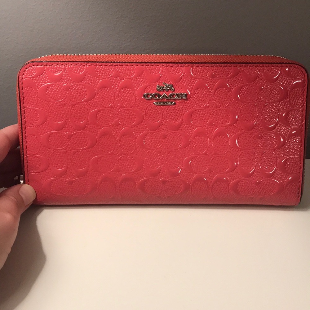 Pink Signature Accordion Coach Wallet